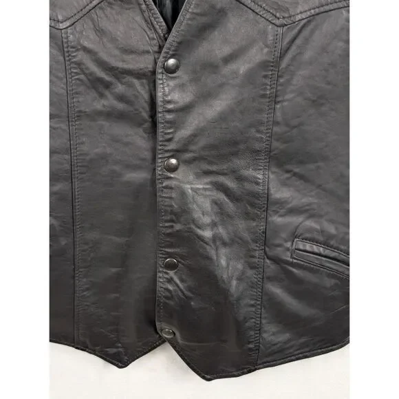 Vintage Branded Garments Inc. Leather Motorcycle/Biker Vest Size 40 - Picture 6 of 10
